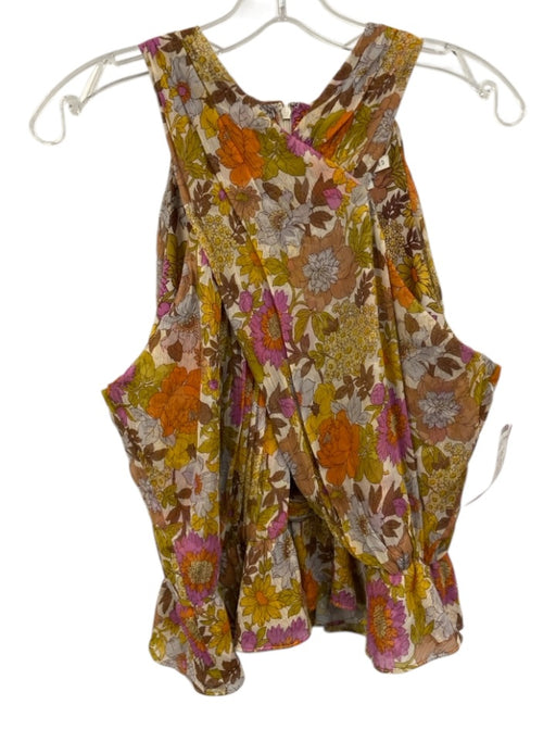 Veronica Beard Size 12 White, Brown & Purple Silk Floral Sleeveless Top White, Brown & Purple / 12