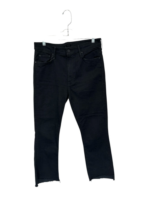 Mother Size 31 Black Cotton Blend High Waist Bootcut Raw Hem Jeans Black / 31