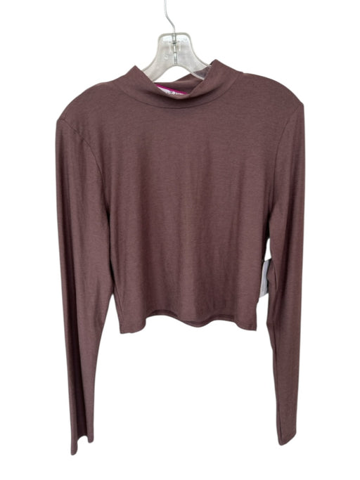 Beyond Yoga Size XL Brown Polyester Blend Long Sleeve Mock Neck Cropped Top Brown / XL