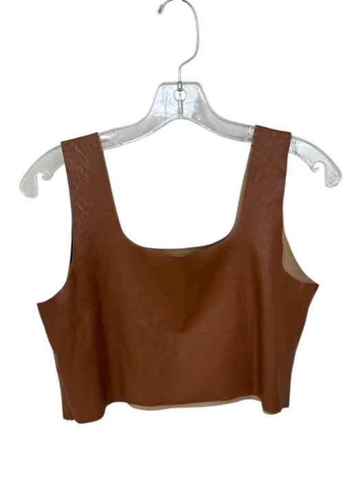 Commando Size XL Camel Vegan Leather Sleeveless Cropped Top Camel / XL