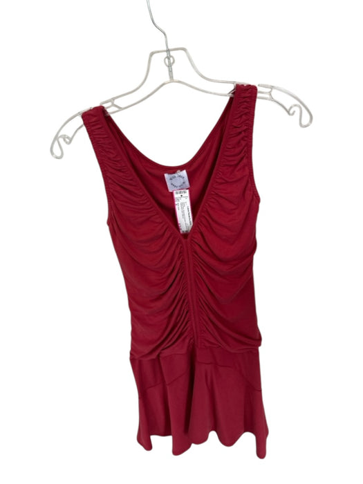 With Jean Size S Brick Red Recycled Viscose Sleeveless Gathered Front Dress Brick Red / S