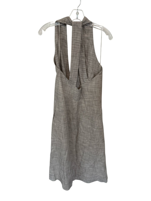 Zara Size S Brown & White Viscose Blend Sleeveless Racerback V Neck Maxi Dress Brown & White / S