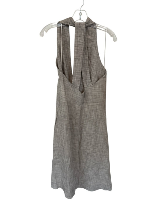 Zara Size S Brown & White Viscose Blend Sleeveless Racerback V Neck Maxi Dress Brown & White / S