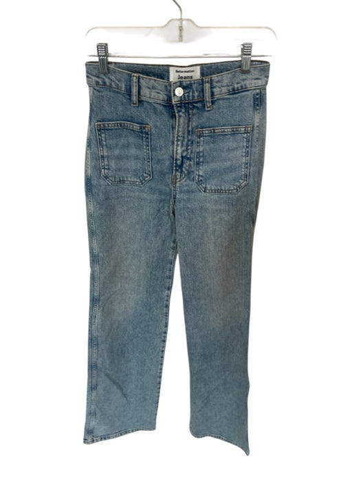 Reformation Jeans Size 25 Med Light Wash Cotton Blend High Waist Wide Leg Jeans Med Light Wash / 25