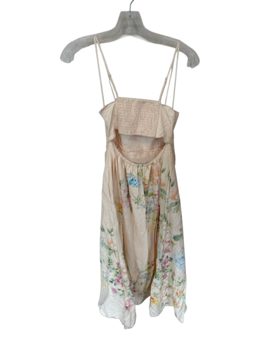 Christian Lacroix Size S Peach & Green Linen Blend Spaghetti Strap Maxi Dress Peach & Green / S