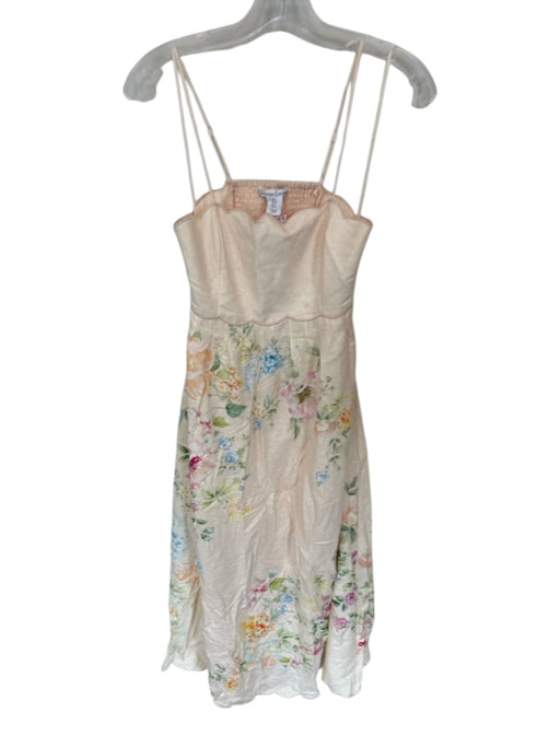 Christian Lacroix Size S Peach & Green Linen Blend Spaghetti Strap Maxi Dress Peach & Green / S