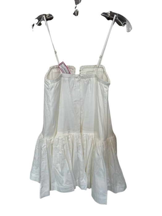 Fancy Size S White Cotton Wire Spaghetti Strap Pleat Detail Dress White / S