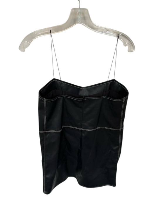 Alexis Size S Black & White Vegan Leather Spaghetti Strap Stitching Detail Dress Black & White / S