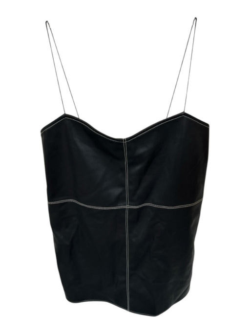 Alexis Size S Black & White Vegan Leather Spaghetti Strap Stitching Detail Dress Black & White / S