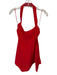 Maeve Size S Red Cotton Blend Halter Neck Pleated Dress Red / S