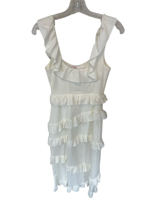 Show Me Your Mumu Size M Ivory Polyester Flutter Sleeves Ruffles Maxi Dress Ivory / M