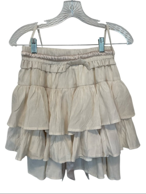 Mable Size S Cream Polyester Drawstring Spaghetti Strap Back Tie Skirt Set Cream / S