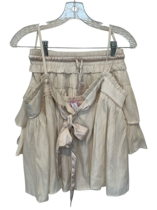 Mable Size S Cream Polyester Drawstring Spaghetti Strap Back Tie Skirt Set Cream / S