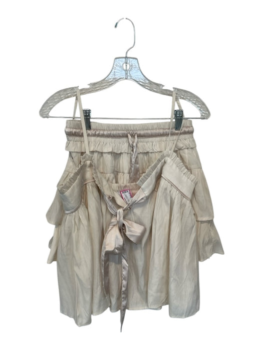 Mable Size S Cream Polyester Drawstring Spaghetti Strap Back Tie Skirt Set Cream / S