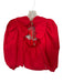 Farm Rio Size S Red Cotton Long Balloon Sleeve Hearts Lace Detail Top Red / S