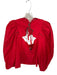Farm Rio Size S Red Cotton Long Balloon Sleeve Hearts Lace Detail Top Red / S