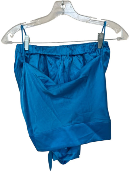 Backgrounde NYC Size S True Blue Silk Elastic Waist Cowl Neck Short Set True Blue / S