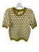 Maeve Size S Mustard & White Viscose Blend 3/4 Balloon Sleeve Ovals Top Mustard & White / S