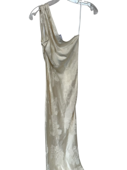 House of Harlow Size S Cream Viscose One Shoulder Jaquard Side Zip Maxi Dress Cream / S