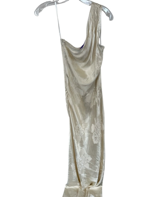 House of Harlow Size S Cream Viscose One Shoulder Jaquard Side Zip Maxi Dress Cream / S