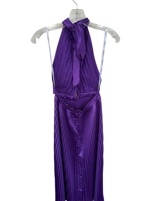 L'idee Size 8 Purple Polyester Halter Neck Acordian Pleated Open Back Gown Purple / 8