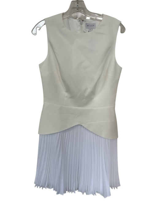 Milly Size 6 Ivory Polyester Sleeveless Back Zip Acordian Pleats Dress Ivory / 6