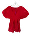 Asos Size 4 Red Cotton Short Sleeve Pleat Detail V Neck Dress Red / 4