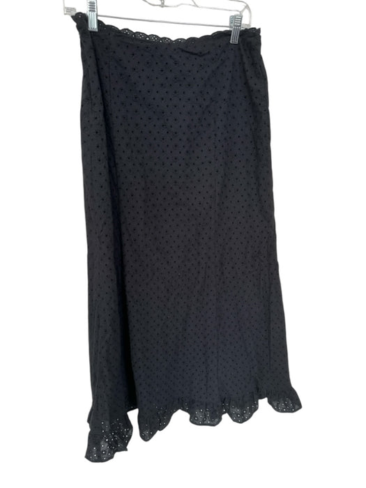 Tularosa Size S Black Cotton Side Zip Eyelet Scalloped Maxi Skirt Black / S