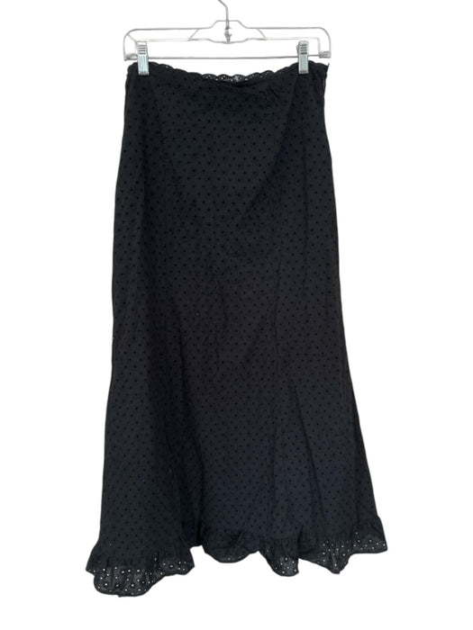 Tularosa Size S Black Cotton Side Zip Eyelet Scalloped Maxi Skirt Black / S