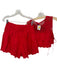 Free People Size S Red Cotton High Waist Embroidered Flowers Short Set Red / S