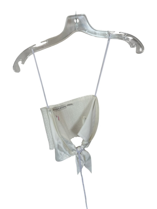 Alice & Olivia Size 4 Ivory Triacetate Halter Neck Front Tie Cropped Top Ivory / 4
