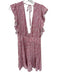 Stillwater Size S Purple & Cream Viscose Flutter Sleeves Flowers Deep V Dress Purple & Cream / S