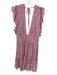 Stillwater Size S Purple & Cream Viscose Flutter Sleeves Flowers Deep V Dress Purple & Cream / S