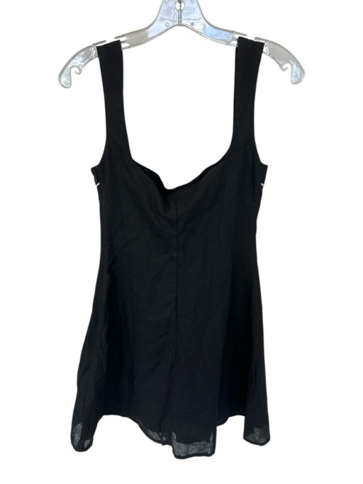 Peppermayo Size 4 Black & White Linen Side Zip Front bow Sleeveless Mini Dress Black & White / 4