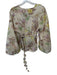 Alexis Size S Green & Purple Long Balloon Sleeve Swiss Dot Flower Peplum Top Green & Purple / S