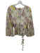 Alexis Size S Green & Purple Long Balloon Sleeve Swiss Dot Flower Peplum Top Green & Purple / S