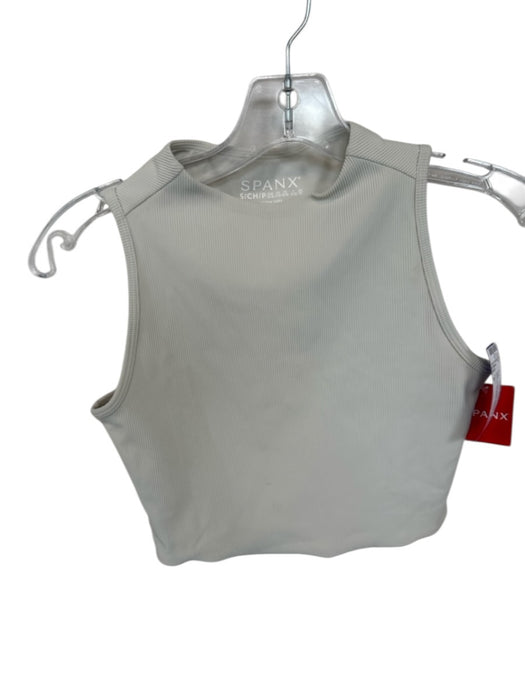 Spanx Size S Bone Nylon Blend Sleeveless Ribbed Cropped Athletic Top Bone / S