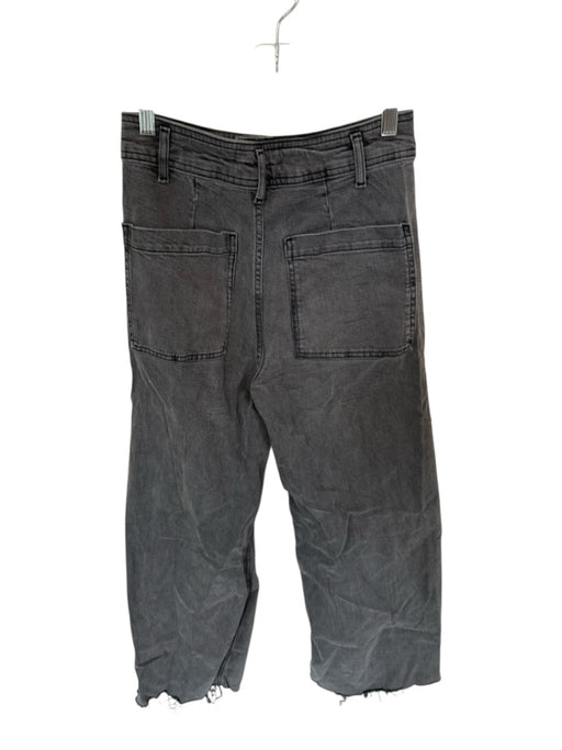 Zara Size 4 Charcoal Cotton Blend High Waist Wide Leg Raw Hem Jeans Charcoal / 4
