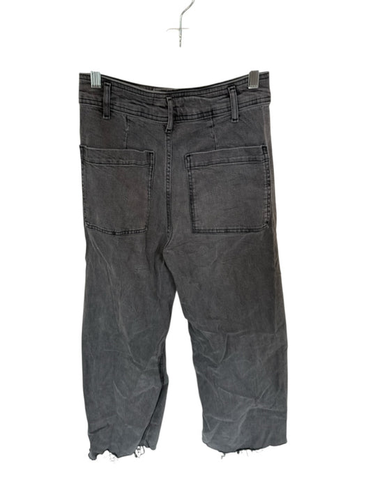Zara Size 4 Charcoal Cotton Blend High Waist Wide Leg Raw Hem Jeans Charcoal / 4