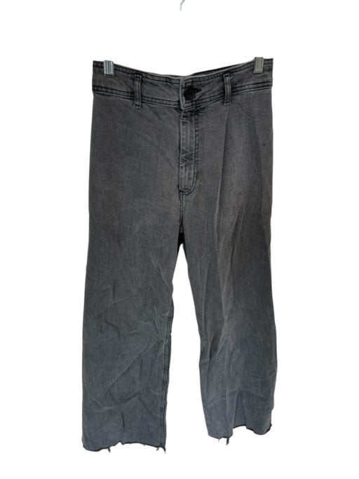 Zara Size 4 Charcoal Cotton Blend High Waist Wide Leg Raw Hem Jeans Charcoal / 4