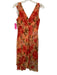 Giorgio Fiorlini Size 8 Orange, Red & Brown Polyester Sleeveless Floral Dress Orange, Red & Brown / 8