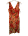 Giorgio Fiorlini Size 8 Orange, Red & Brown Polyester Sleeveless Floral Dress Orange, Red & Brown / 8