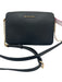 Michael Kors Black Saffiano Leather Gold Tone Hardware Zip Top Chain Detail Bag Black