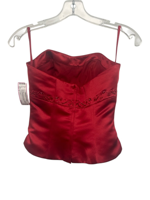 Bella Formal Size 2 Red Polyester Beaded Detail Strapless Evening Skirt Set Red / 2