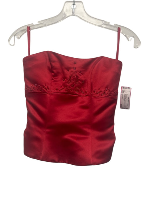 Bella Formal Size 2 Red Polyester Beaded Detail Strapless Evening Skirt Set Red / 2