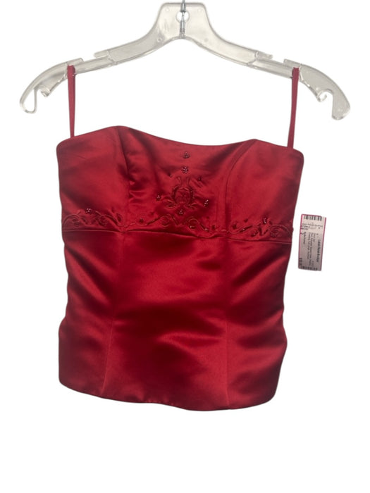 Bella Formal Size 2 Red Polyester Beaded Detail Strapless Evening Skirt Set Red / 2