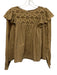 En Saison Size Est S Beige Cotton Long Balloon Sleeve Floral Eyelet Top Beige / Est S
