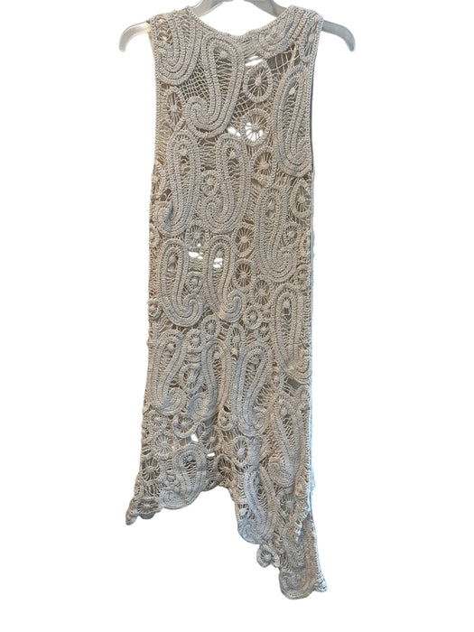 Zara Size Medium Ivory Cotton Slip Attached Open Knit Sleeveless Dress Ivory / Medium