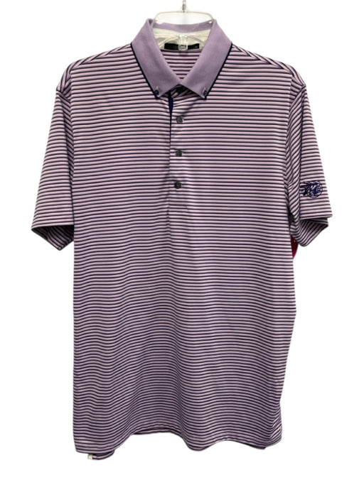 Greyson Size M Purple Polyester Striped Polo Men's Short Sleeve Purple / M
