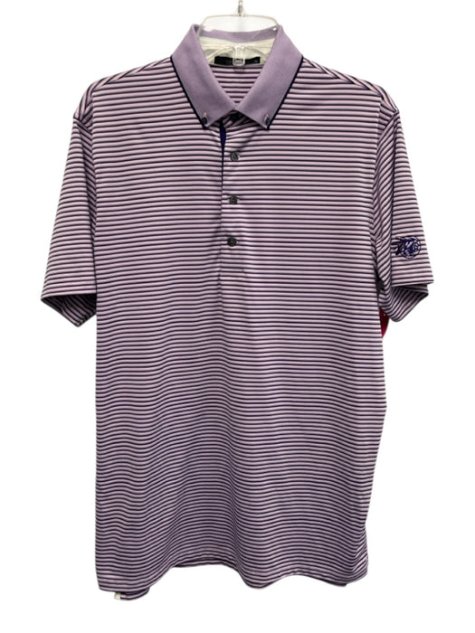 Greyson Size M Purple Polyester Striped Polo Men's Short Sleeve Purple / M